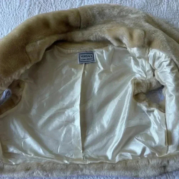 vintage versace jeans couture faux fur vest - Picture 4 of 7